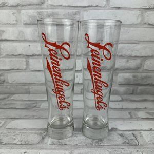 Leinenkugel’s Set of 2 16 oz Tall Pint Beer Glasses Red Logo
